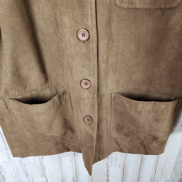 Coaco New York Lined Button Up Suede Car Coat Brown Size Small - Picture 5 of 12